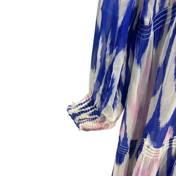 Anthropologie Marais Chiffon Maxi Dress Ruffled Tiers Sheer Tassel Beach Small - Picture 13 of 13